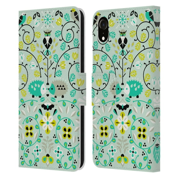 Head Case Designs Officially Licensed Cat Coquillette Animals Hedgehogs Symmetry Leather Book Wallet Case Cover Compatible with Apple iPhone XR