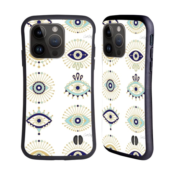 Head Case Designs Officially Licensed Cat Coquillette Evil Eye Blue Gold Hybrid Case Compatible with Apple iPhone 15 Pro