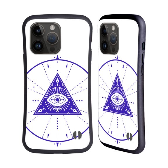Head Case Designs Officially Licensed Cat Coquillette Evil Eye Navy Mandala Hybrid Case Compatible with Apple iPhone 15 Pro Max