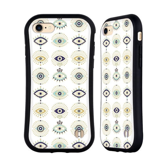 Head Case Designs Officially Licensed Cat Coquillette Linear White Evil Eyes Pattern Hybrid Case Compatible with Apple iPhone 7 / 8 / SE 2020 & 2022