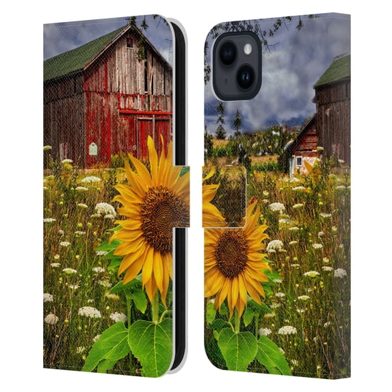 Head Case Designs Officially Licensed Celebrate Life Gallery Florals Barn Meadow Flowers Leather Book Wallet Case Cover Compatible with Apple iPhone 15 Plus