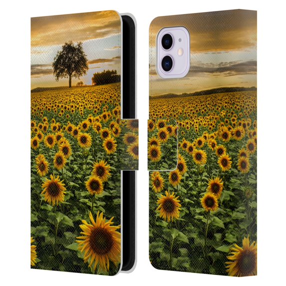 Head Case Designs Officially Licensed Celebrate Life Gallery Florals Big Sunflower Field Leather Book Wallet Case Cover Compatible with Apple iPhone 11