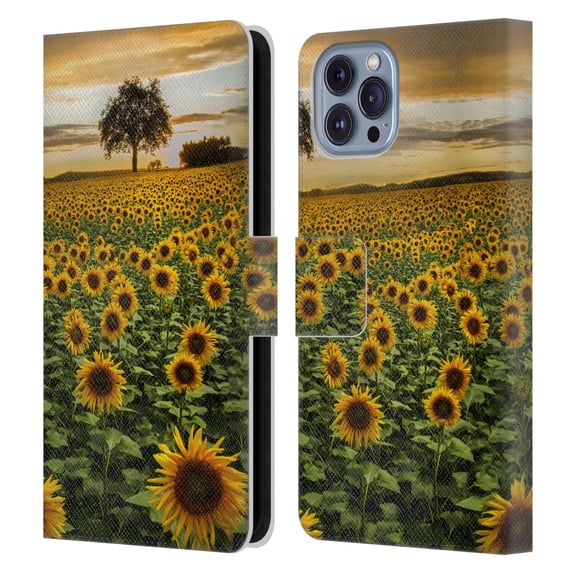 Head Case Designs Officially Licensed Celebrate Life Gallery Florals Big Sunflower Field Leather Book Wallet Case Cover Compatible with Apple iPhone 14