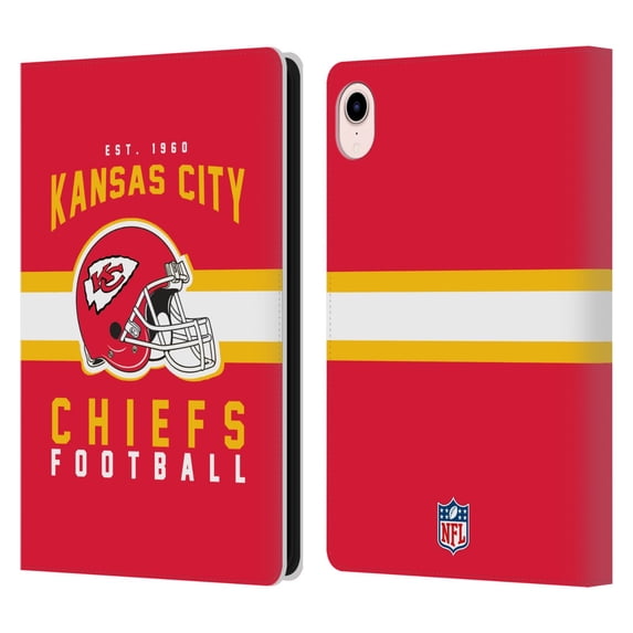 Head Case Designs NFL Kansas City Chiefs Graphics Helmet Typography Leather Book Wallet Case Cover For Apple iPad mini (2021/2024)