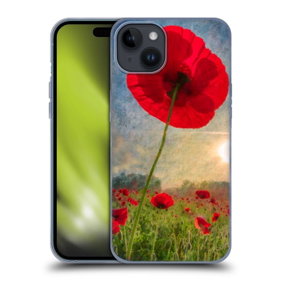 Head Case Designs Officially Licensed Celebrate Life Gallery Florals Red Flower Soft Gel Case Compatible with Apple iPhone 15 Plus