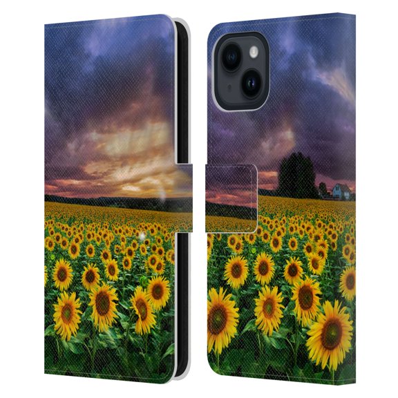Head Case Designs Officially Licensed Celebrate Life Gallery Florals Stormy Sunrise Leather Book Wallet Case Cover Compatible with Apple iPhone 15