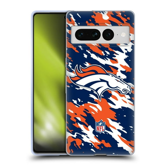 Head Case Designs NFL Denver Broncos Logo Camou Soft Gel Case for Google Pixel 7 Pro