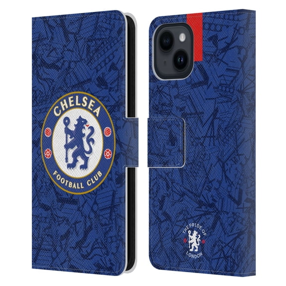 Head Case Designs Officially Licensed Chelsea Football Club 2019/20 Kit Home Leather Book Wallet Case Cover Compatible with Apple iPhone 15