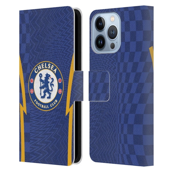 Head Case Designs Officially Licensed Chelsea Football Club 2021/22 Kit Home Leather Book Wallet Case Cover Compatible with Apple iPhone 13 Pro