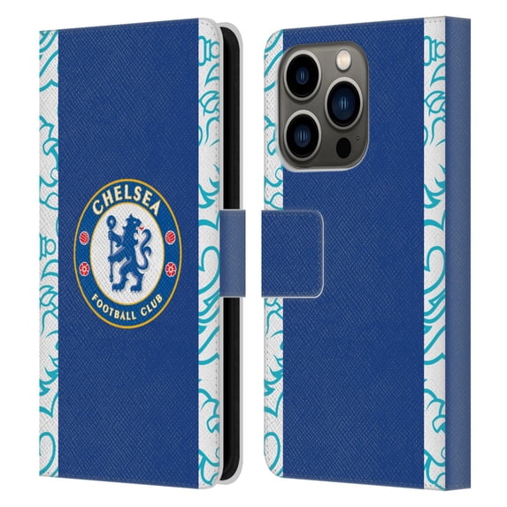 Head Case Designs Officially Licensed Chelsea Football Club 2022/23 Kit Home Leather Book Wallet Case Cover Compatible with Apple iPhone 14 Pro