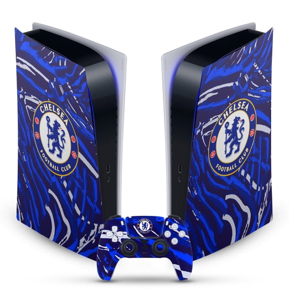 Head Case Designs Officially Licensed Chelsea Football Club Art Abstract Brush Vinyl Sticker Skin Decal Cover Compatible with Sony PS5 Digital Edition Bundle