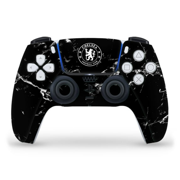 Head Case Designs Officially Licensed Chelsea Football Club Art Black Marble Vinyl Sticker Skin Decal Cover Compatible with Sony PS5 Sony DualSense Controller