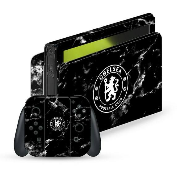 Head Case Designs Officially Licensed Chelsea Football Club Art Black Marble Vinyl Sticker Skin Decal Cover Compatible with Nintendo Switch OLED