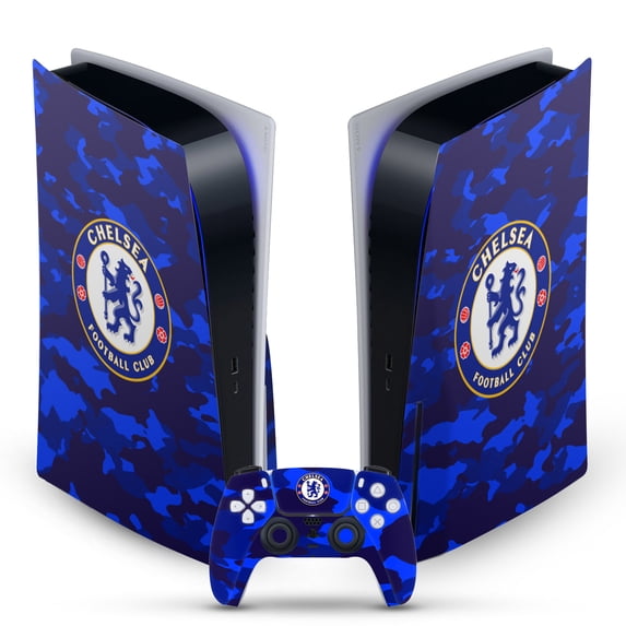 Head Case Designs Officially Licensed Chelsea Football Club Art Camouflage Vinyl Sticker Skin Decal Cover Compatible with Sony PS5 Disc Edition Bundle