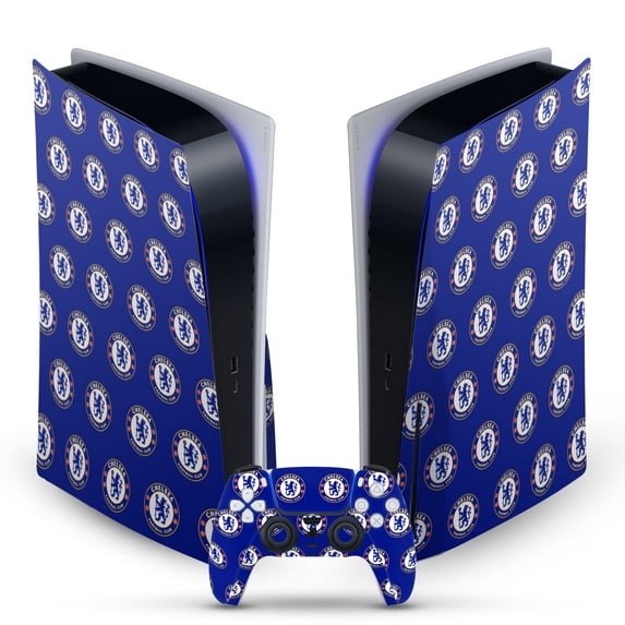 Head Case Designs Officially Licensed Chelsea Football Club Art Logo Pattern Vinyl Sticker Skin Decal Cover Compatible with Sony PS5 Disc Edition Bundle