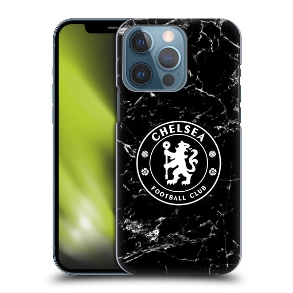 Head Case Designs Officially Licensed Chelsea Football Club Crest Black Marble Hard Back Case Compatible with Apple iPhone 13 Pro