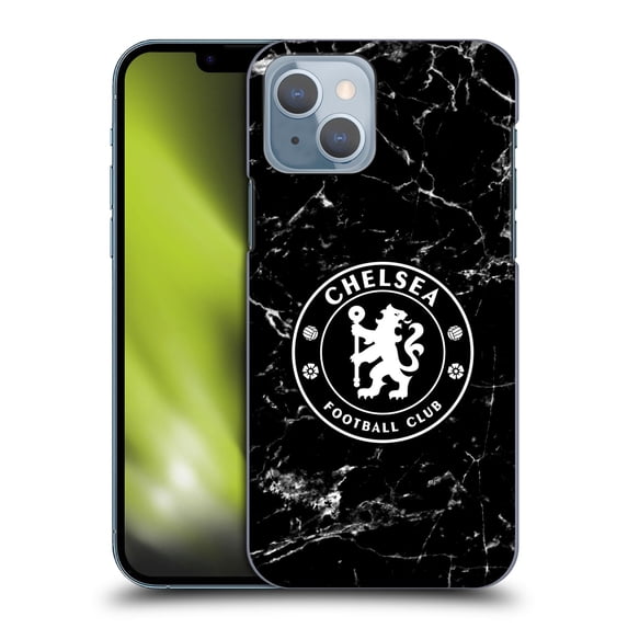 Head Case Designs Officially Licensed Chelsea Football Club Crest Black Marble Hard Back Case Compatible with Apple iPhone 14
