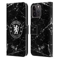thumbnail image 1 of Head Case Designs Officially Licensed Chelsea Football Club Crest Black Marble Leather Book Wallet Case Cover Compatible with Apple iPhone 15 Pro Max, 1 of 6
