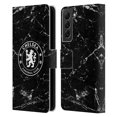 thumbnail image 1 of Head Case Designs Officially Licensed Chelsea Football Club Crest Black Marble Leather Book Wallet Case Cover Compatible with Samsung Galaxy S22+ 5G, 1 of 6