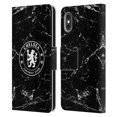 thumbnail image 1 of Head Case Designs Officially Licensed Chelsea Football Club Crest Black Marble Leather Book Wallet Case Cover Compatible with Apple iPhone X / iPhone XS, 1 of 6