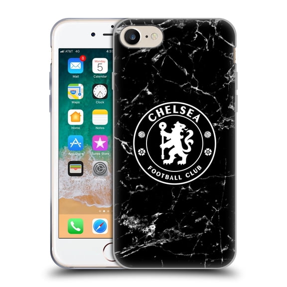 Head Case Designs Officially Licensed Chelsea Football Club Crest Black Marble Soft Gel Case Compatible with Apple iPhone 7 / 8 / SE 2020 & 2022