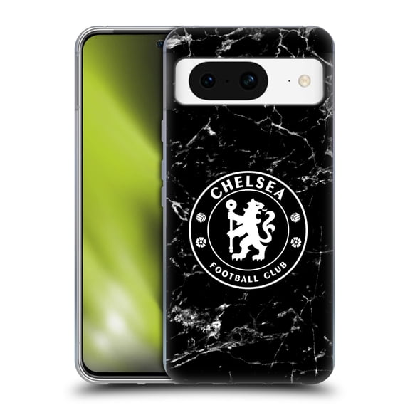 Head Case Designs Officially Licensed Chelsea Football Club Crest Black Marble Soft Gel Case Compatible with Google Pixel 8