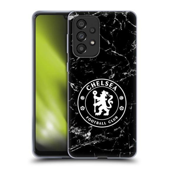 Head Case Designs Officially Licensed Chelsea Football Club Crest Black Marble Soft Gel Case Compatible with Samsung Galaxy A33 5G (2022)
