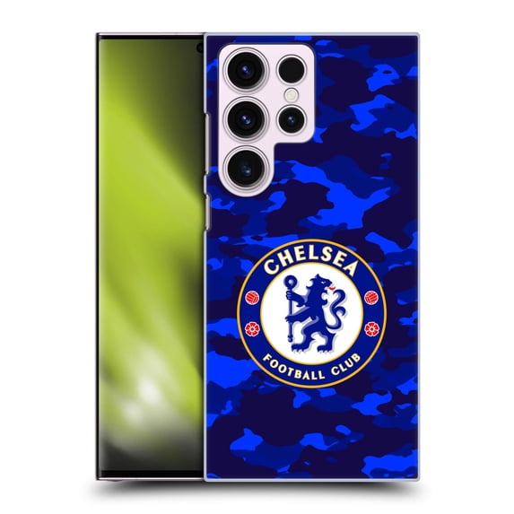 Head Case Designs Officially Licensed Chelsea Football Club Crest Camouflage Hard Back Case Compatible with Samsung Galaxy S23 Ultra 5G