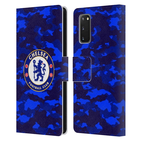 Head Case Designs Officially Licensed Chelsea Football Club Crest Camouflage Leather Book Wallet Case Cover Compatible with Samsung Galaxy S20 / S20 5G