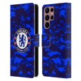 thumbnail image 1 of Head Case Designs Officially Licensed Chelsea Football Club Crest Camouflage Leather Book Wallet Case Cover Compatible with Samsung Galaxy S22 Ultra 5G, 1 of 6