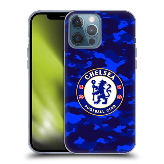 Head Case Designs Officially Licensed Chelsea Football Club Crest Camouflage Soft Gel Case Compatible with Apple iPhone 13 Pro Max