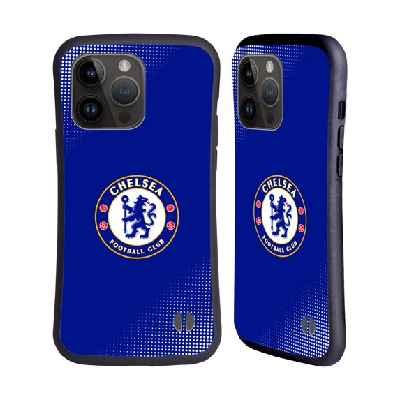 Head Case Designs Officially Licensed Chelsea Football Club Crest Halftone Hybrid Case Compatible with Apple iPhone 15 Pro Max