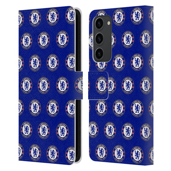 Head Case Designs Officially Licensed Chelsea Football Club Crest Pattern Leather Book Wallet Case Cover Compatible with Samsung Galaxy S23+ 5G