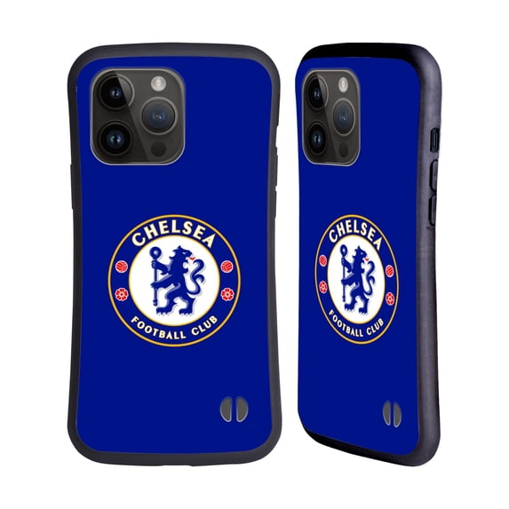 Head Case Designs Officially Licensed Chelsea Football Club Crest Plain Blue Hybrid Case Compatible with Apple iPhone 15 Pro Max
