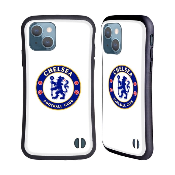 Head Case Designs Officially Licensed Chelsea Football Club Crest Plain White Hybrid Case Compatible with Apple iPhone 13