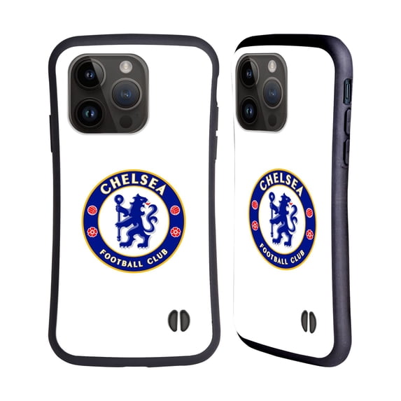 Head Case Designs Officially Licensed Chelsea Football Club Crest Plain White Hybrid Case Compatible with Apple iPhone 15 Pro