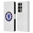 thumbnail image 1 of Head Case Designs Officially Licensed Chelsea Football Club Crest Plain White Leather Book Wallet Case Cover Compatible with Samsung Galaxy S23 Ultra 5G, 1 of 6