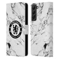 thumbnail image 1 of Head Case Designs Officially Licensed Chelsea Football Club Crest White Marble Leather Book Wallet Case Cover Compatible with Samsung Galaxy S22+ 5G, 1 of 6