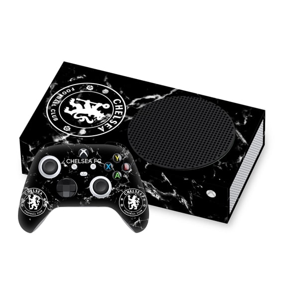 Head Case Designs Officially Licensed Chelsea Football Club Mixed Logo Black Marble Vinyl Sticker Skin Decal Compatible with Microsoft Series S Console & Controller
