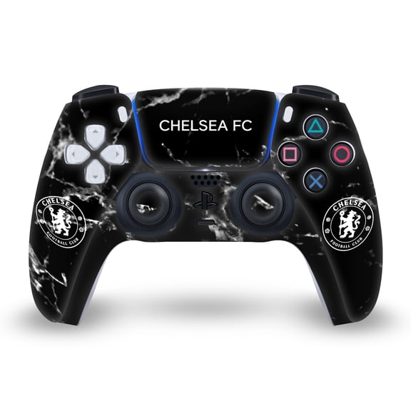Head Case Designs Officially Licensed Chelsea Football Club Mixed Logo Black Marble Vinyl Sticker Skin Decal Cover Compatible with Sony PS5 Sony DualSense Controller
