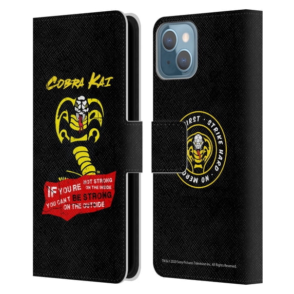 Head Case Designs Officially Licensed Cobra Kai Composed Art Be Strong Logo Leather Book Wallet Case Cover Compatible with Apple iPhone 13