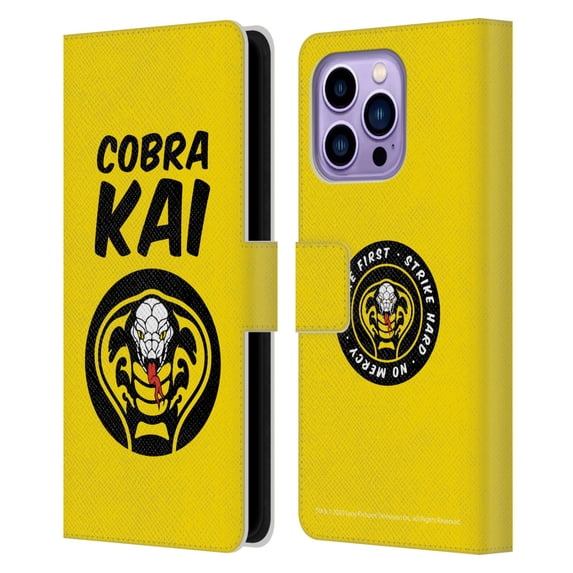 Head Case Designs Officially Licensed Cobra Kai Composed Art Logo 2 Leather Book Wallet Case Cover Compatible with Apple iPhone 14 Pro Max
