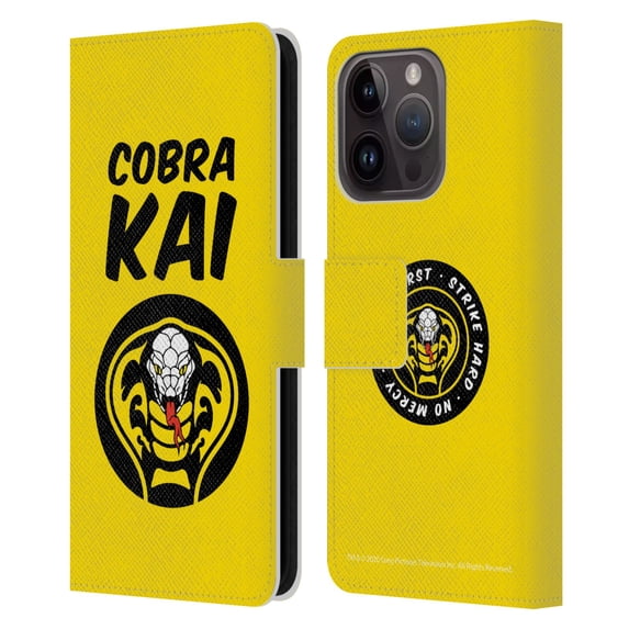 Head Case Designs Officially Licensed Cobra Kai Composed Art Logo 2 Leather Book Wallet Case Cover Compatible with Apple iPhone 15 Pro