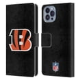thumbnail image 1 of Head Case Designs NFL Cincinnati Bengals Logo Plain Leather Book Wallet Case Cover For Apple iPhone 14, 1 of 6