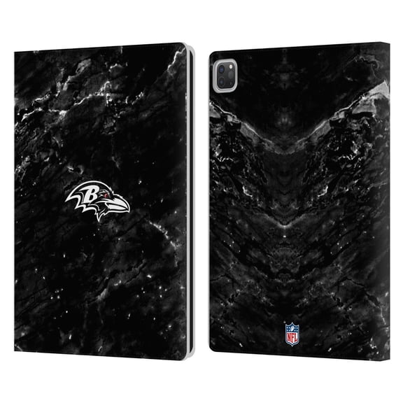 Head Case Designs NFL Baltimore Ravens Artwork Marble Leather Book Wallet Case Cover For Apple iPad Pro 12.9 2020/2021/2022