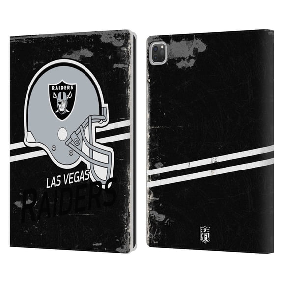 Head Case Designs NFL Las Vegas Raiders Logo Art Helmet Distressed Look 100th Leather Book Wallet Case Cover For Apple iPad Pro 12.9 2020/2021/2022