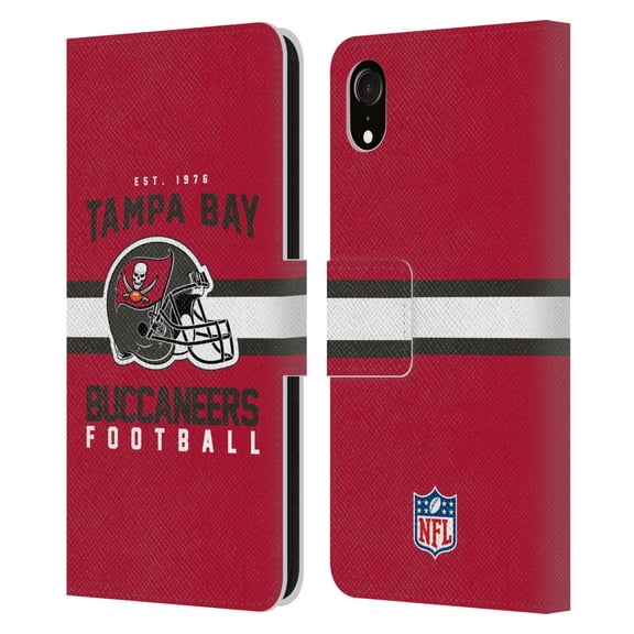Head Case Designs NFL Tampa Bay Buccaneers Graphics Helmet Typography Leather Book Wallet Case Cover For Apple iPhone XR