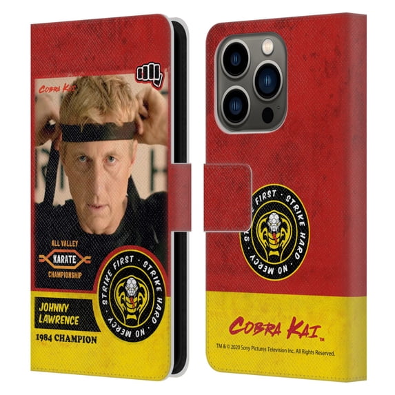 Head Case Designs Officially Licensed Cobra Kai Graphics 2 Johnny Lawrence Karate Leather Book Wallet Case Cover Compatible with Apple iPhone 14 Pro