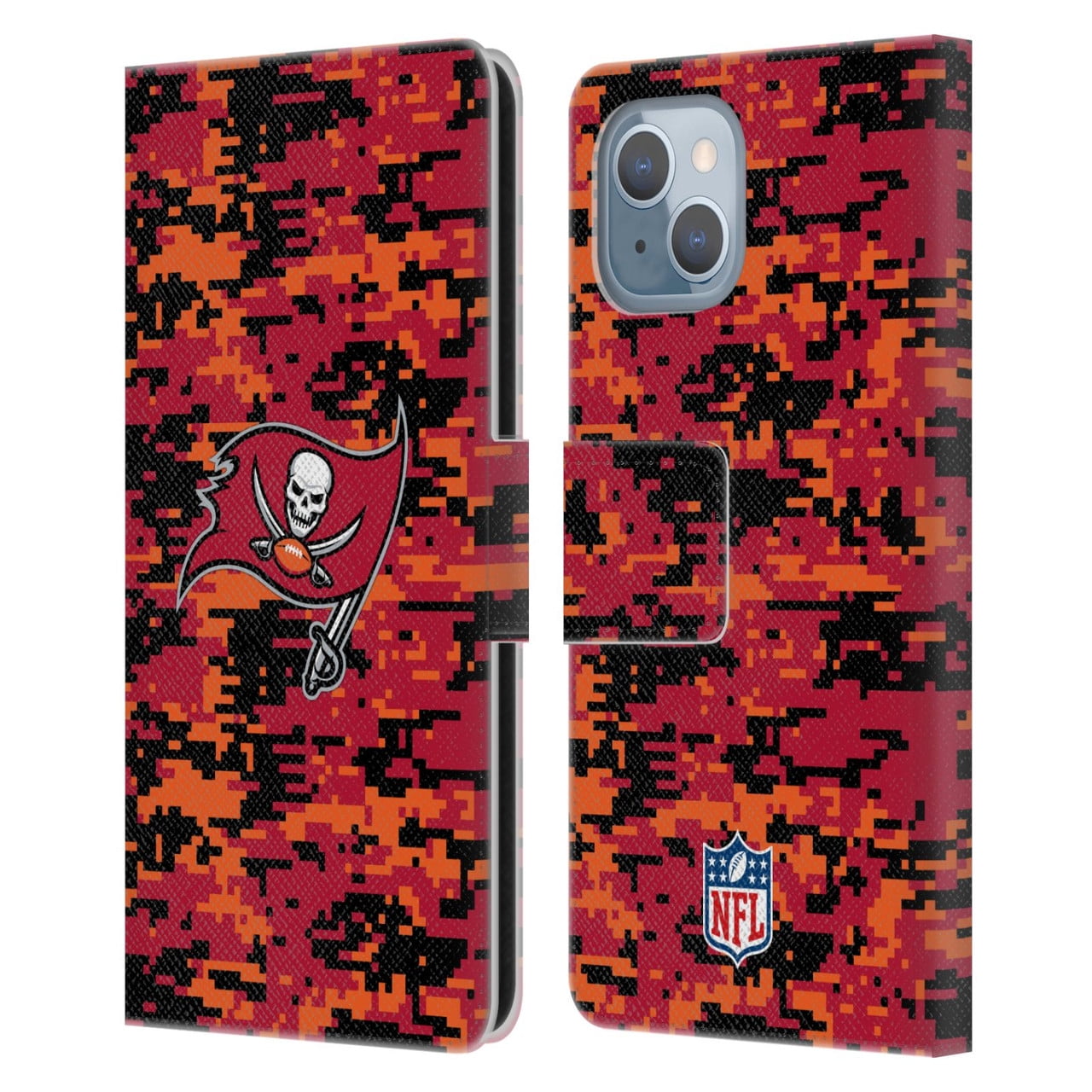 Head Case Designs NFL Tampa Bay Buccaneers Graphics Digital Camouflage Leather Book Wallet Case Cover For Apple iPhone 14
