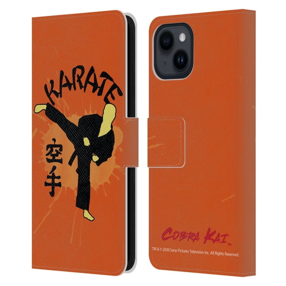 Head Case Designs Officially Licensed Cobra Kai Graphics 2 Karate Logo Leather Book Wallet Case Cover Compatible with Apple iPhone 15